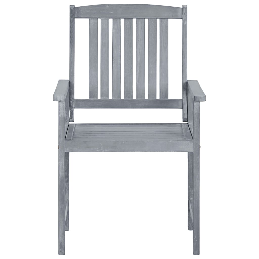 vidaXL Patio Chairs Outdoor Dining Chair with Cushions Gray Solid Wood Acacia
