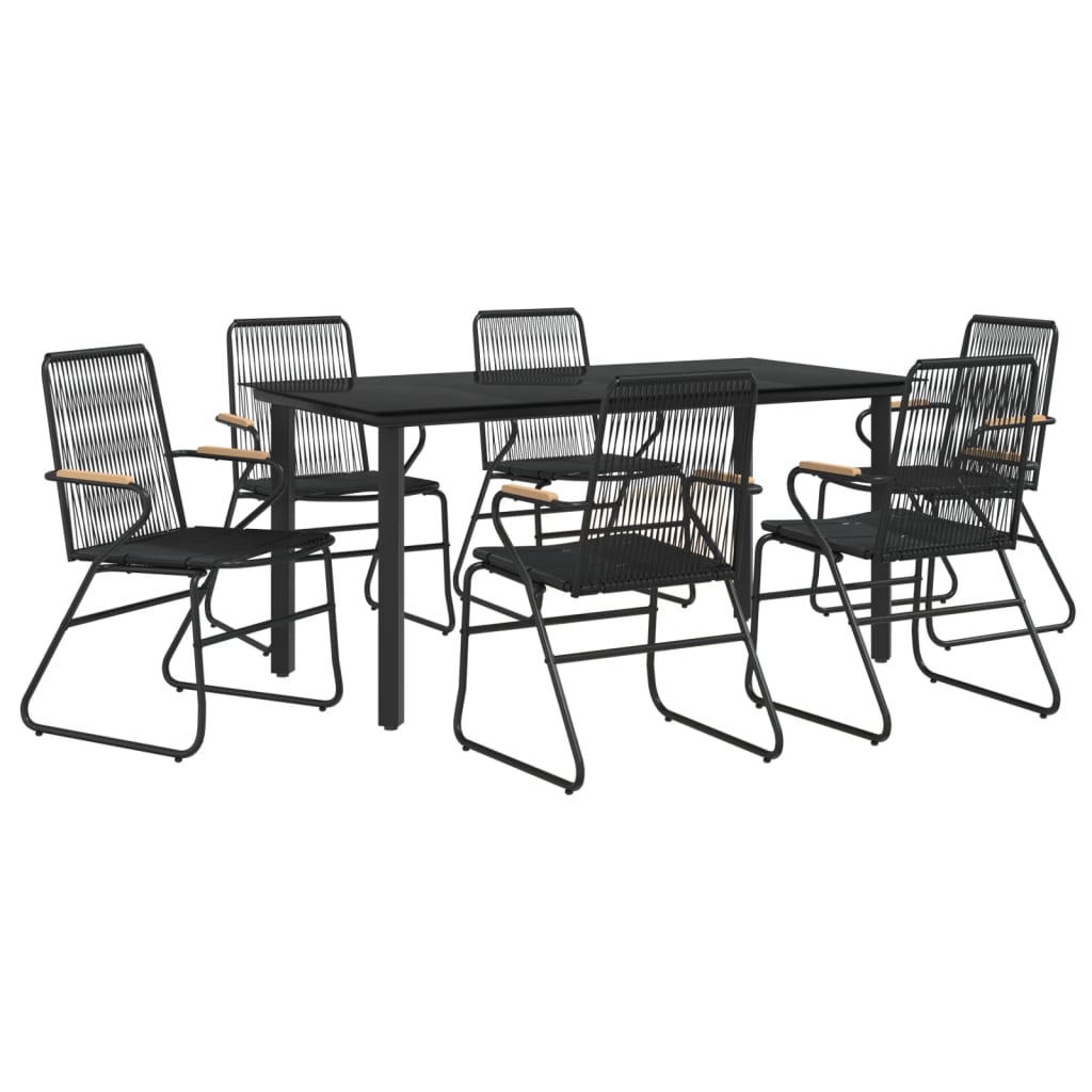 vidaXL Patio Dining Set Conversation Set with Coffee Table Black PVC Rattan