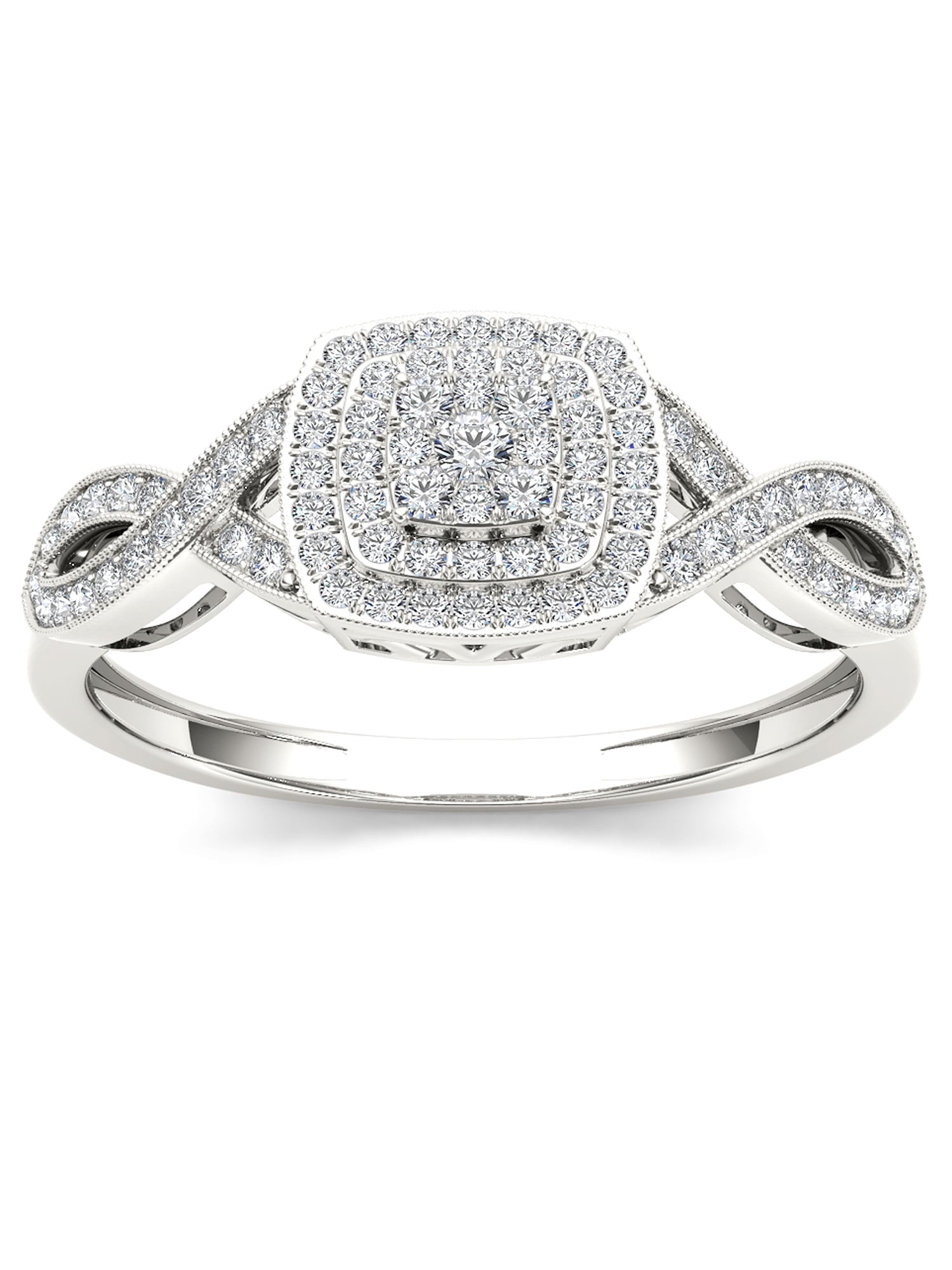 1/4Ct TDW Diamond 10K White Gold Criss-Cross Engagement Ring