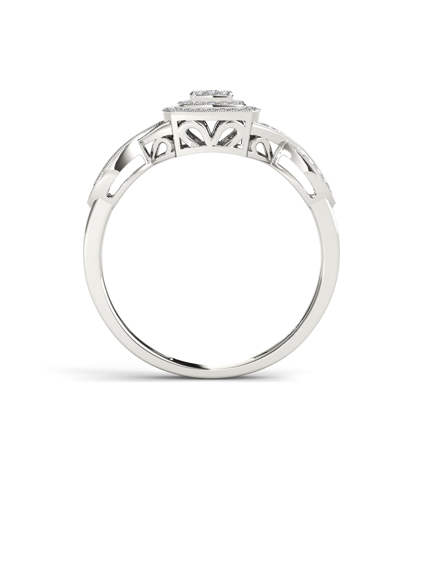 1/4Ct TDW Diamond 10K White Gold Criss-Cross Engagement Ring