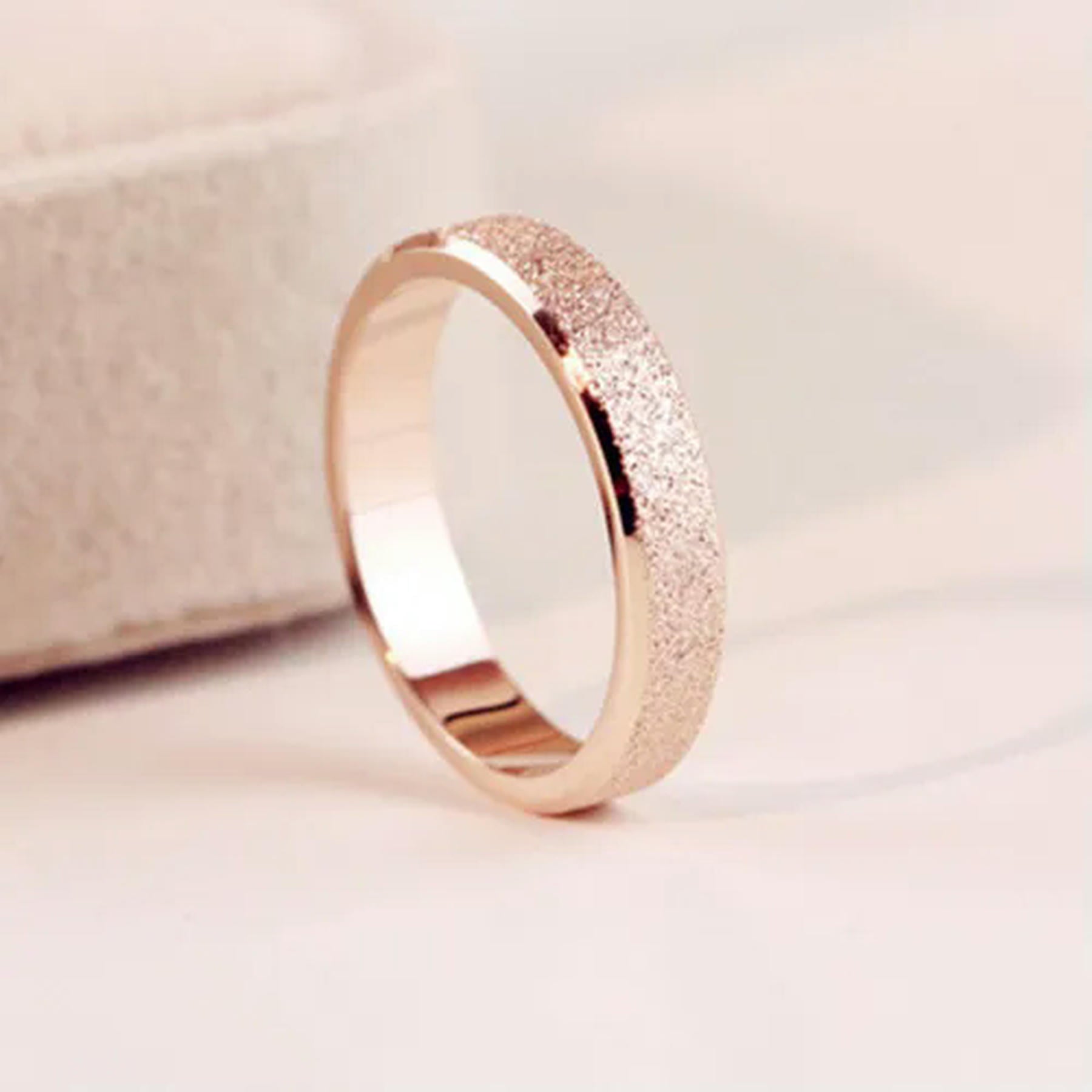 2/4/6mm Rose Gold Frosted Stainless Steel Wedding Band Ring Men/Womens Size 4-13