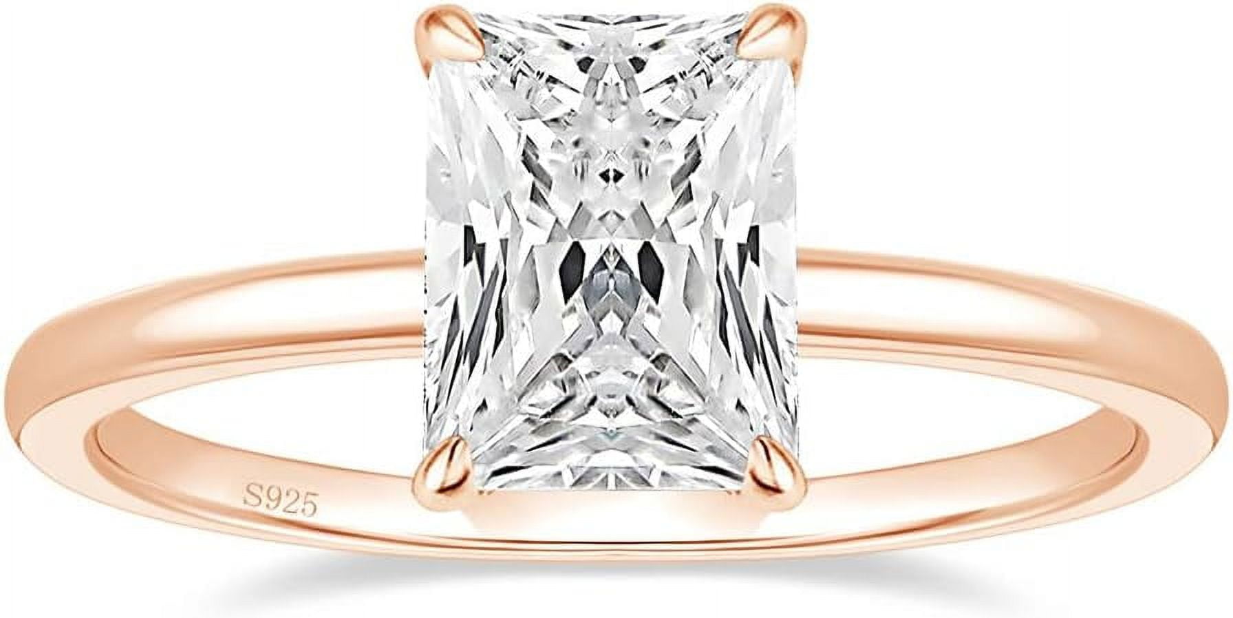 3CT 925 Sterling Silver Engagement Rings Radiant Cut Solitaire Cubic Zirconia CZ Wedding Promise Rings for Her Wedding Bands for Women Size 3-11