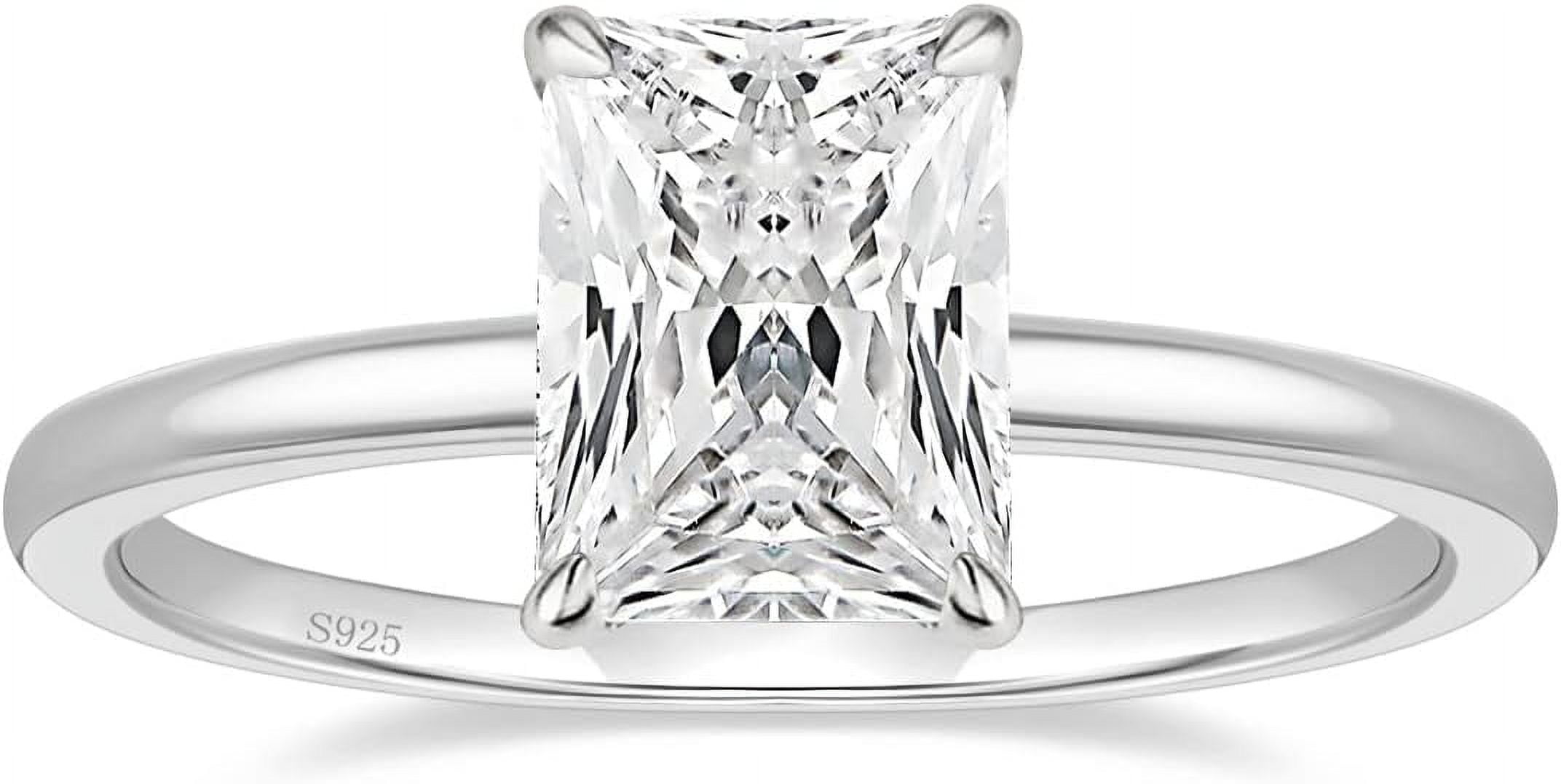 3CT 925 Sterling Silver Engagement Rings Radiant Cut Solitaire Cubic Zirconia CZ Wedding Promise Rings for Her Wedding Bands for Women Size 3-11