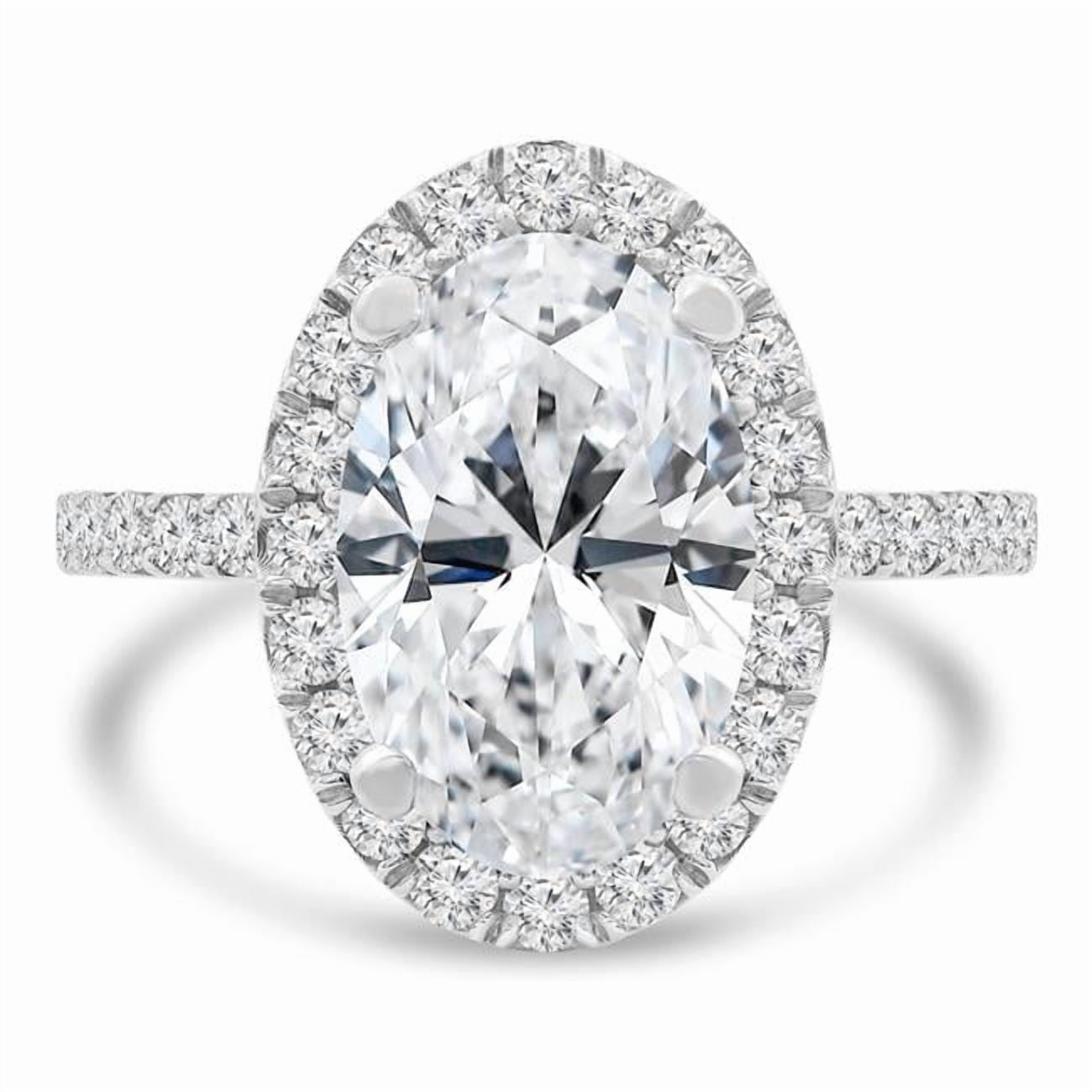 4 CTW Oval Diamond Oval Halo Anniversary Wedding Band Ring in 14K White Gold - Size 3