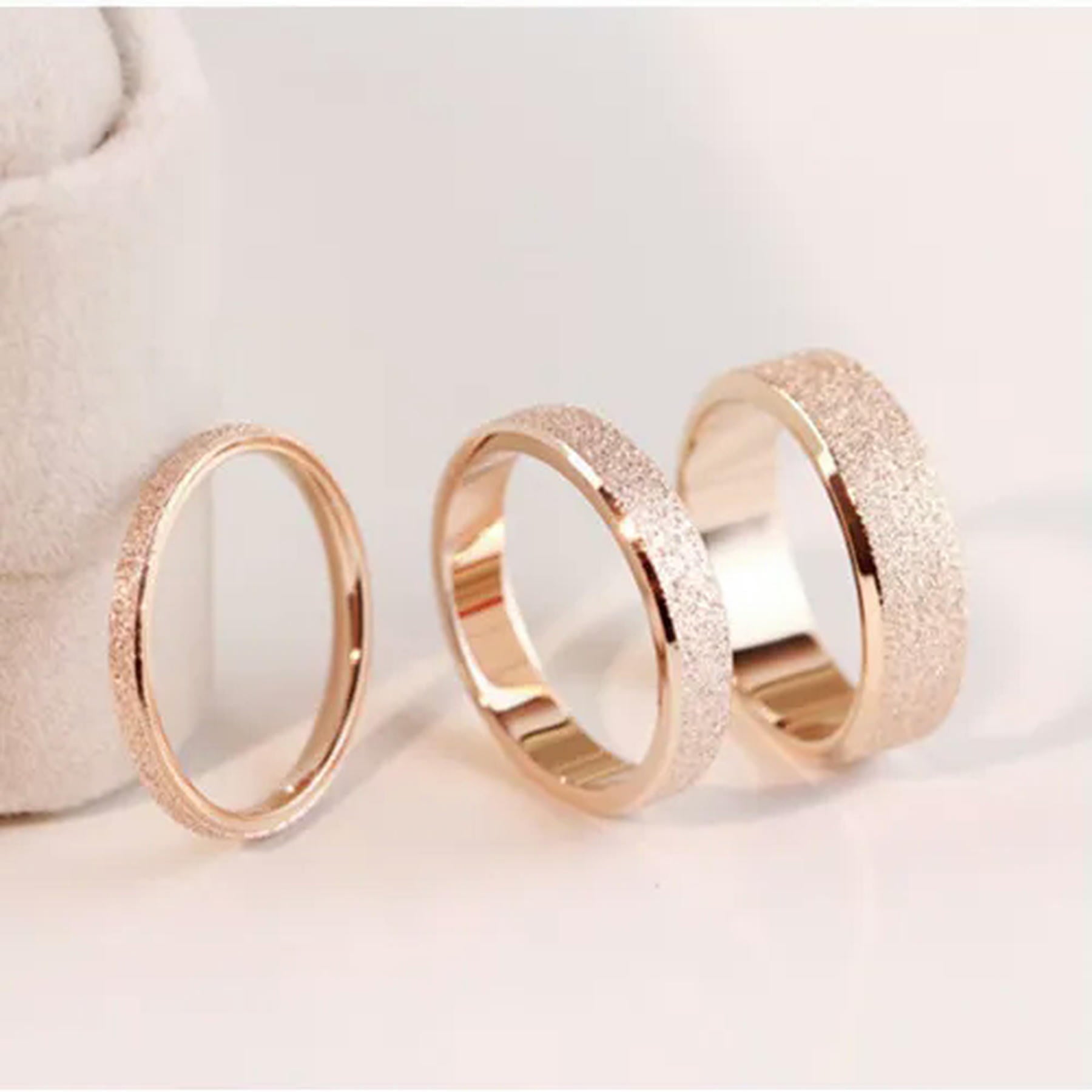 2/4/6mm Rose Gold Frosted Stainless Steel Wedding Band Ring Men/Womens Size 4-13