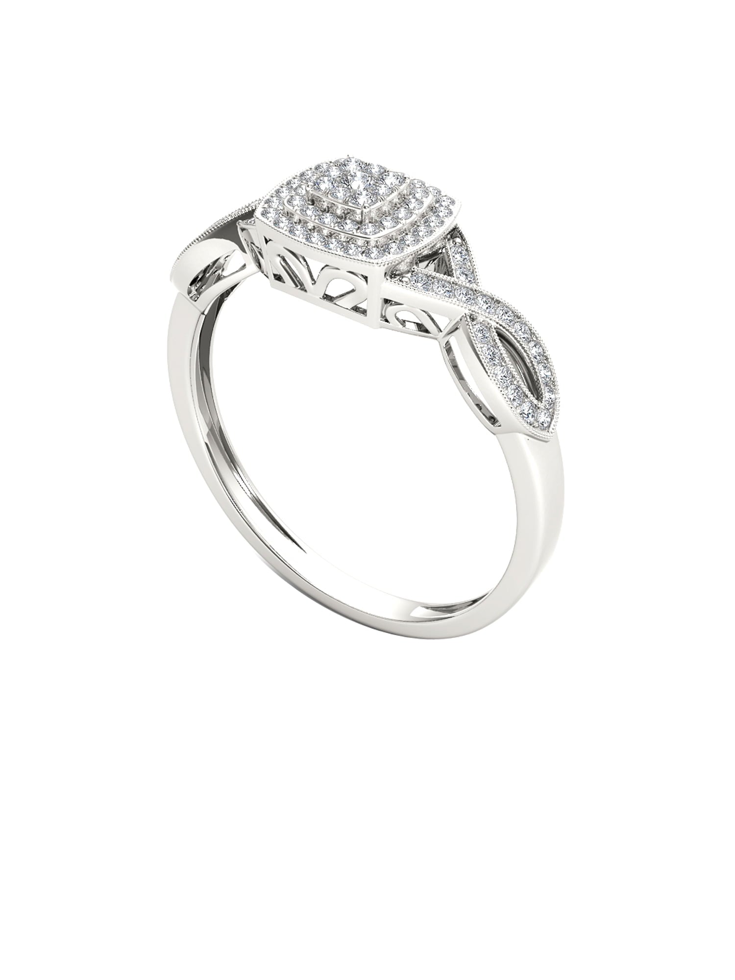 1/4Ct TDW Diamond 10K White Gold Criss-Cross Engagement Ring