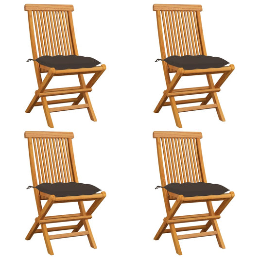 vidaXL Patio Chairs Outdoor Bistro Folding Chair with Cushions Solid Wood Teak