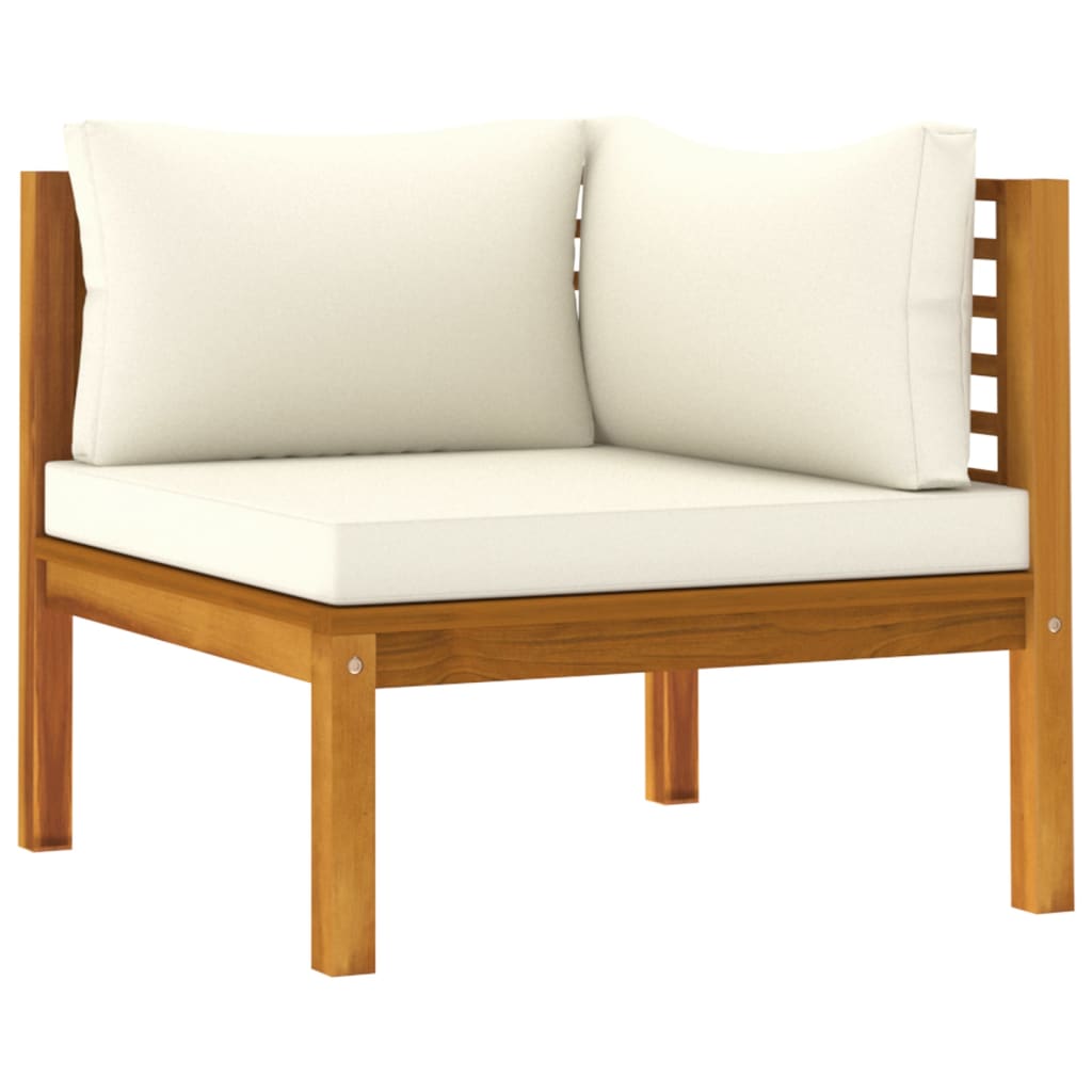 vidaXL 4-Seater Patio Sofa with Cream Cushion Solid Acacia Wood