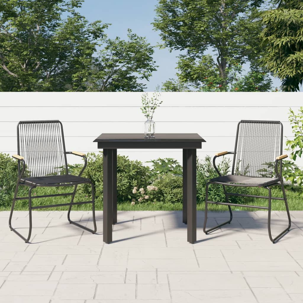 vidaXL Patio Dining Set Conversation Set with Coffee Table Black PVC Rattan