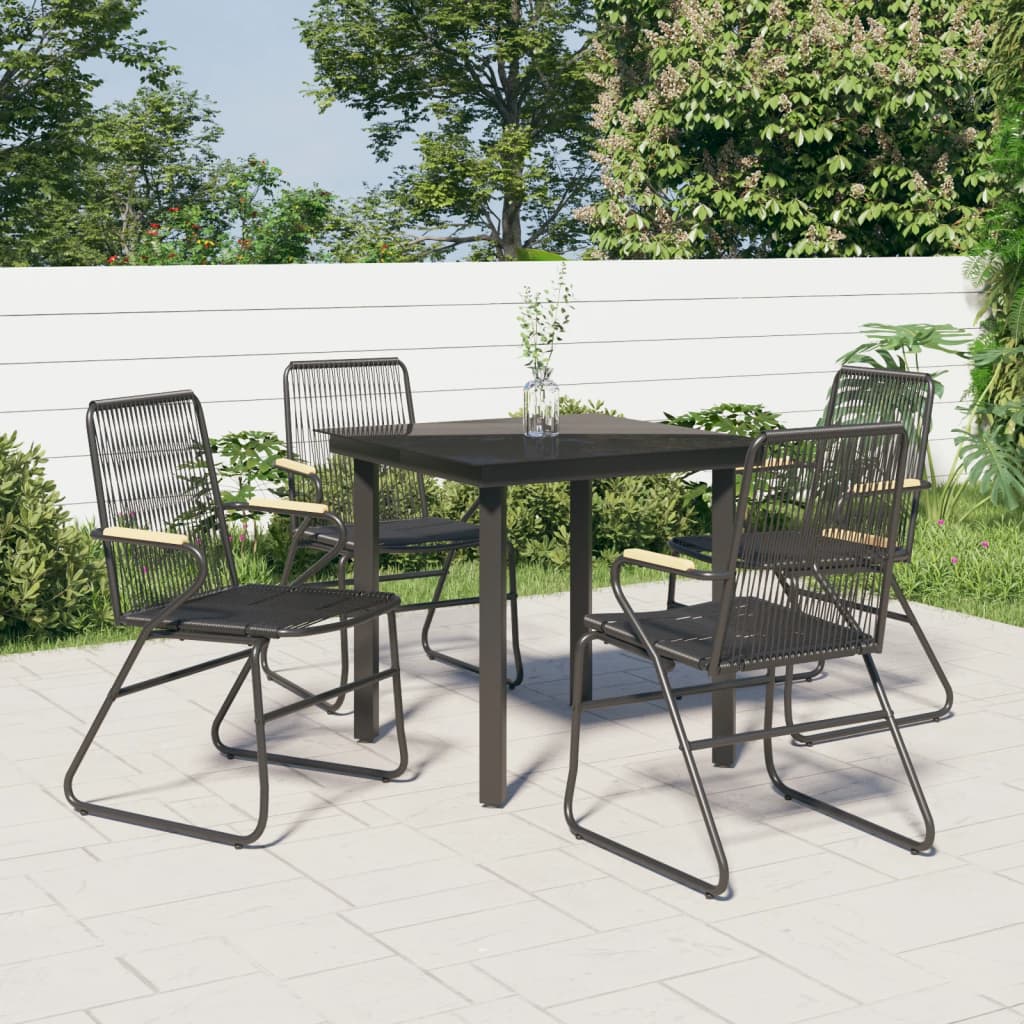 vidaXL Patio Dining Set Conversation Set with Coffee Table Black PVC Rattan