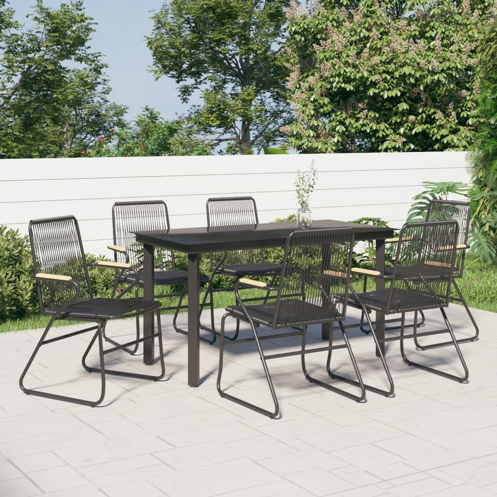 vidaXL Patio Dining Set Conversation Set with Coffee Table Black PVC Rattan