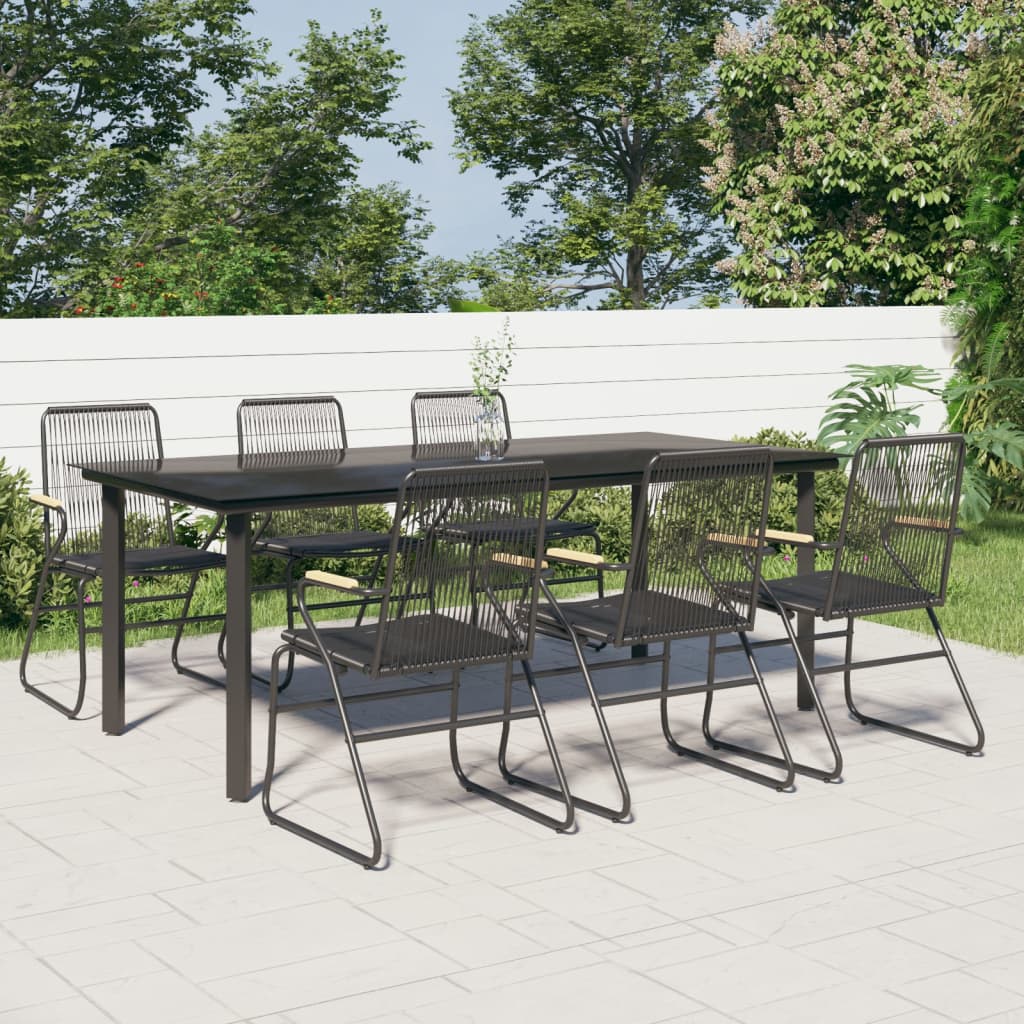 vidaXL Patio Dining Set Conversation Set with Coffee Table Black PVC Rattan