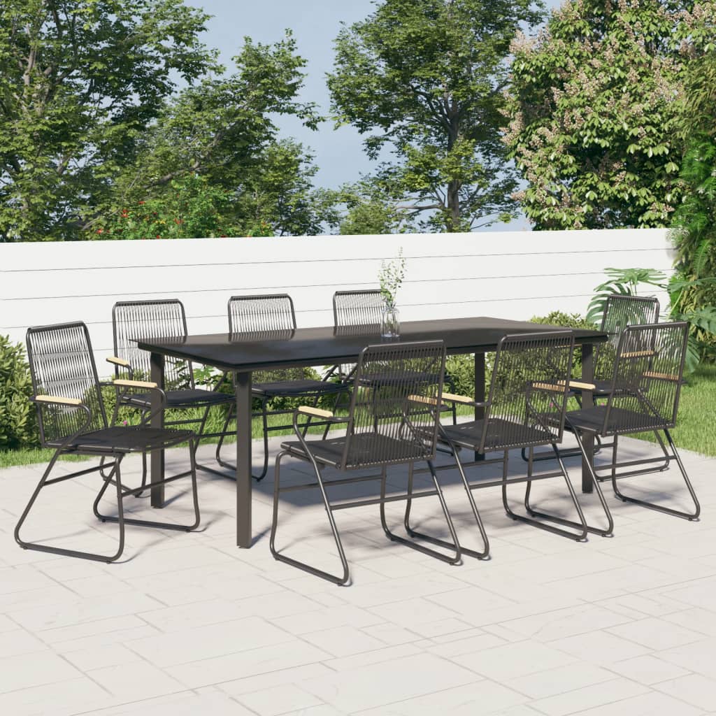 vidaXL Patio Dining Set Conversation Set with Coffee Table Black PVC Rattan