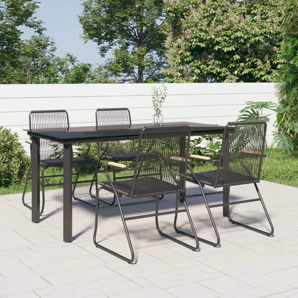 vidaXL Patio Dining Set Conversation Set with Coffee Table Black PVC Rattan