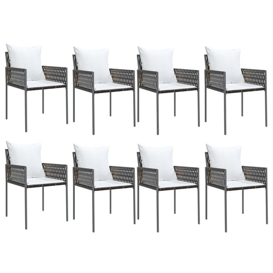 vidaXL Patio Dining Set Table and Chair with Cushions Poly Rattan and Steel