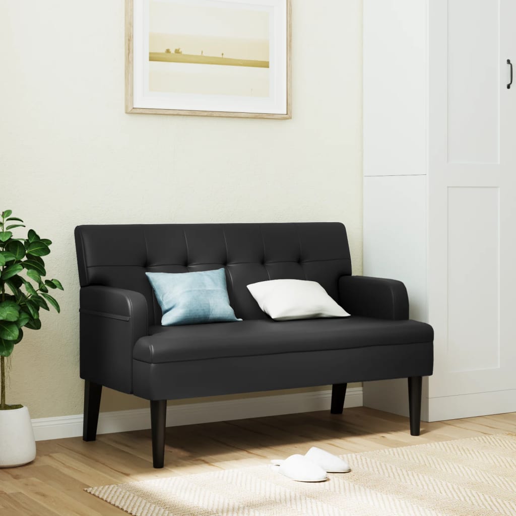 vidaXL Bench with Backrest Upholstered Seating for Living Room Faux Leather