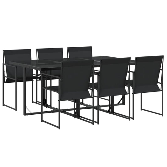 vidaXL Patio Dining Set Table and Chair Garden Outdoor Furniture Black Textilene