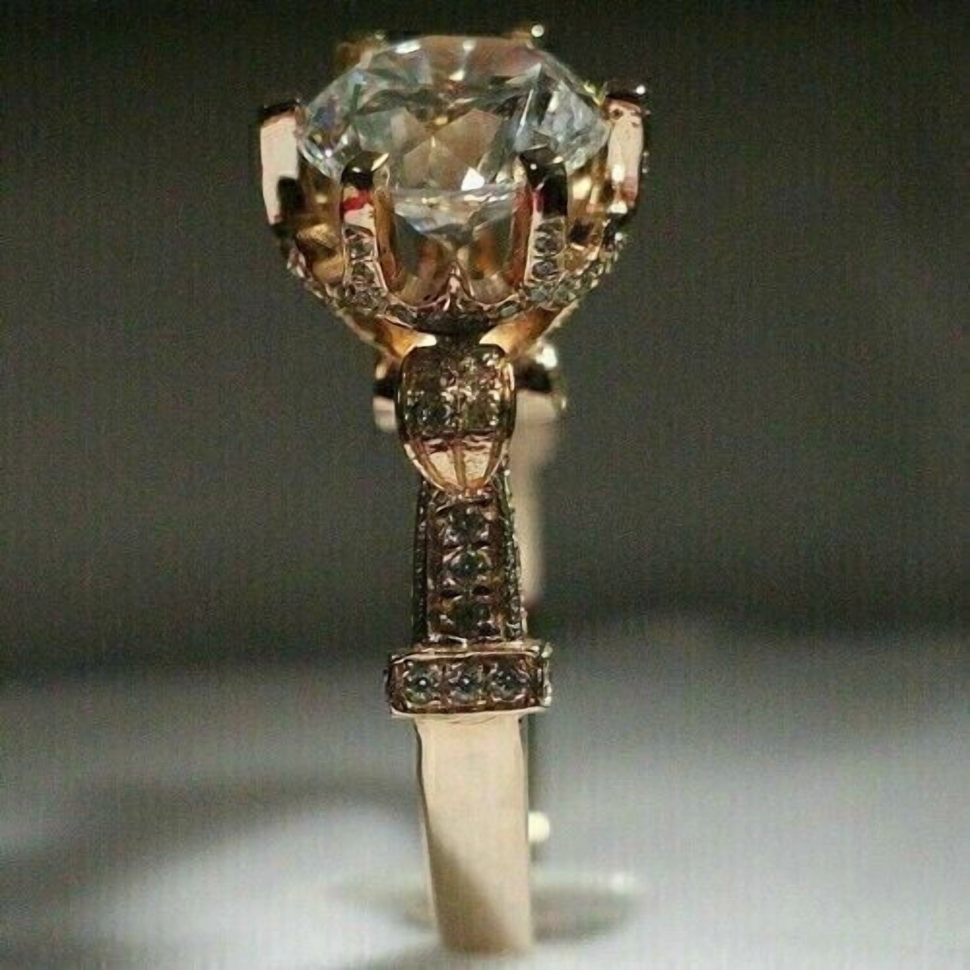 Wedding Sale 2 Ct Round Cut Real Moissanite Women's Engagement Ring 14K Yellow Gold Finish Silver