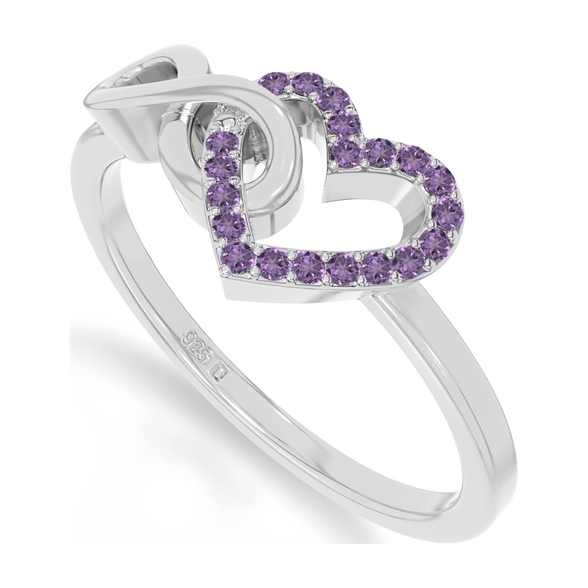 Natural Amethyst Infinity Heart Promise Ring for Women in Sterling Silver,February Birthstone Jewelry Gifts for Her Birthday,Wedding Anniversary,Christmas,Graduation,Party,Mothers Day,Valentines