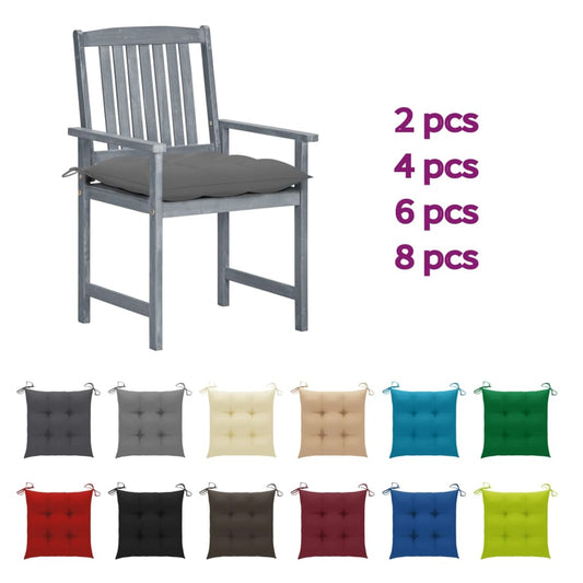 vidaXL Patio Chairs Outdoor Dining Chair with Cushions Gray Solid Wood Acacia